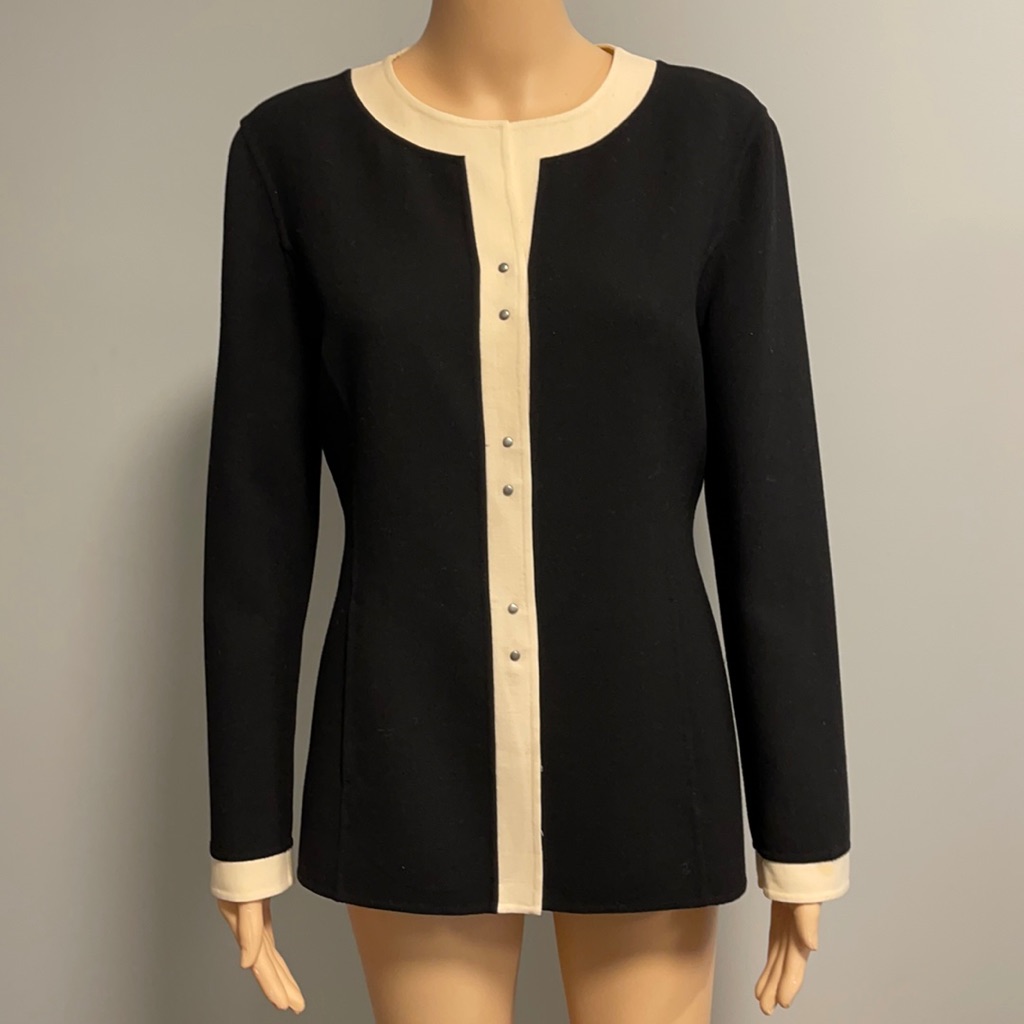Anne Klein Wool Ivory Trim Blazer